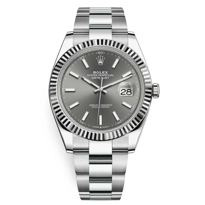 Rolex Datejust Rhodium Dial Fluted Bezel 41mm 126334