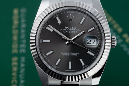 Rolex Datejust Rhodium Dial Fluted Bezel 41mm 126334