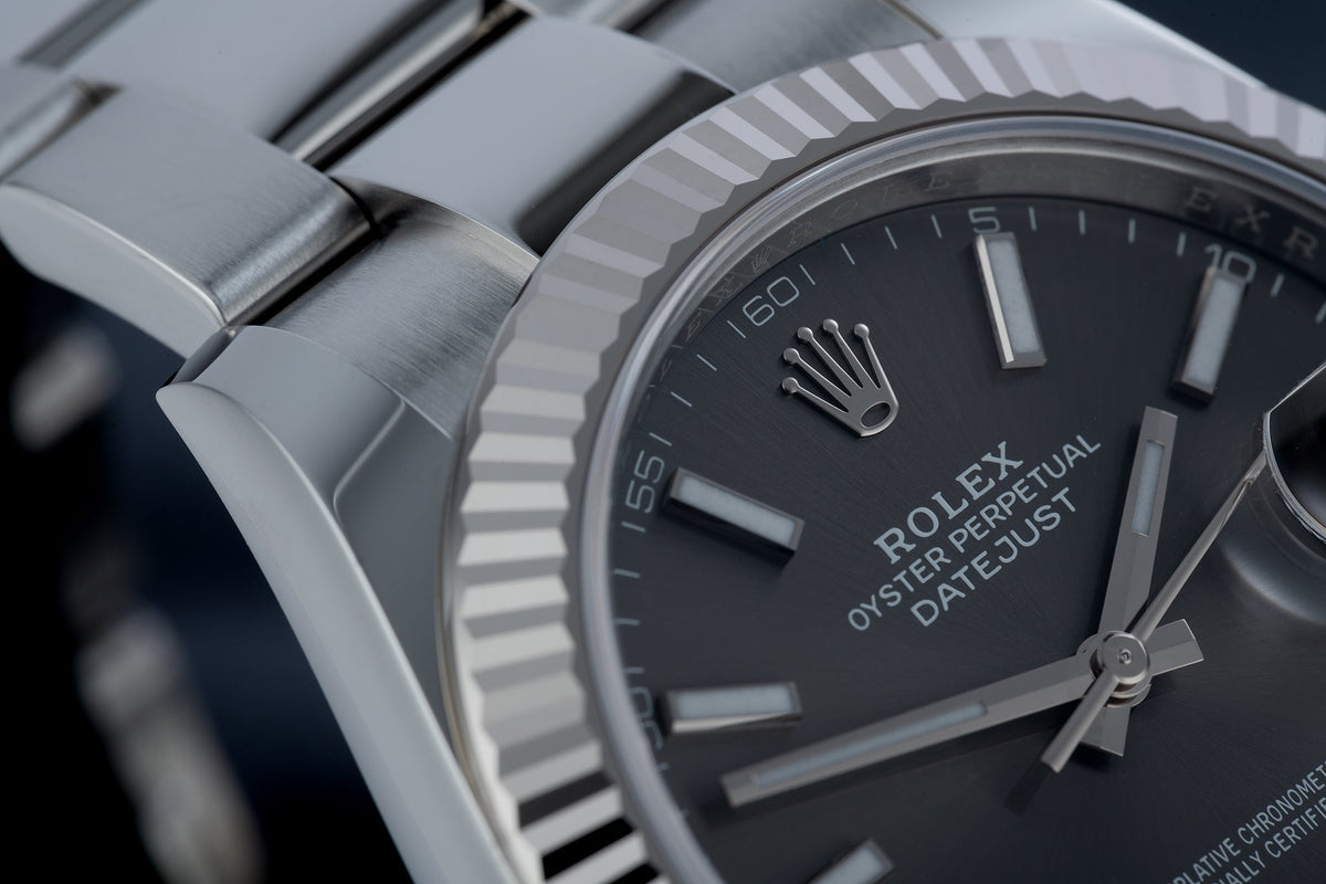 Rolex Datejust Rhodium Dial Fluted Bezel 41mm 126334