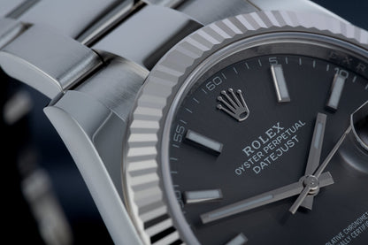 Rolex Datejust Rhodium Dial Fluted Bezel 41mm 126334