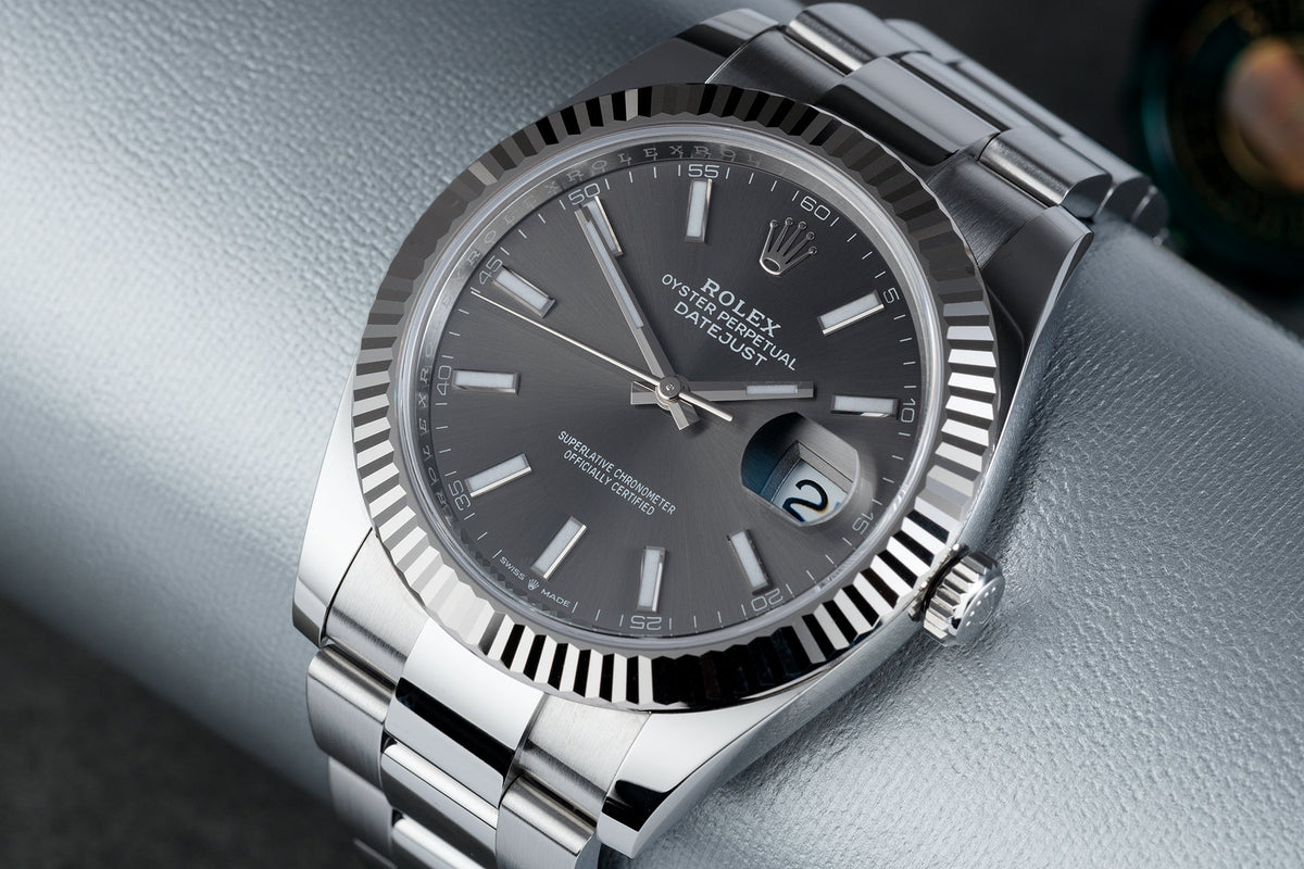 Rolex Datejust Rhodium Dial Fluted Bezel 41mm 126334