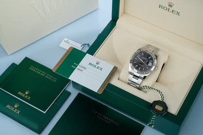 Rolex Datejust Rhodium Dial Fluted Bezel 41mm 126334