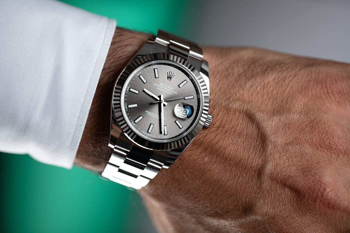 Rolex Datejust Rhodium Dial Fluted Bezel 41mm 126334